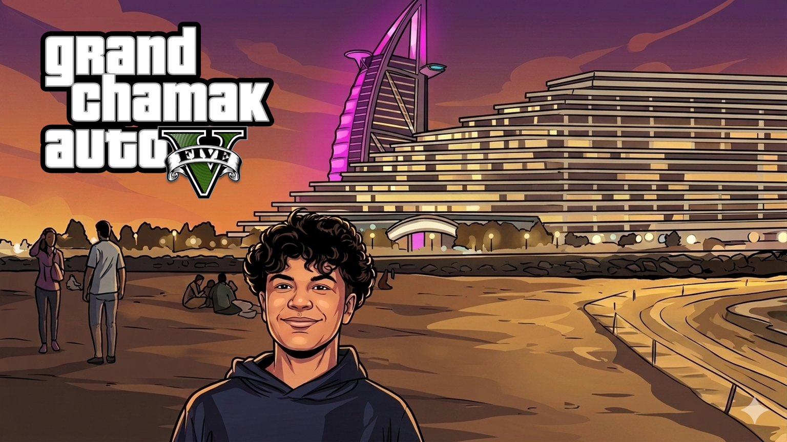 Grand Chamak Auto V Jumeirah beach scene